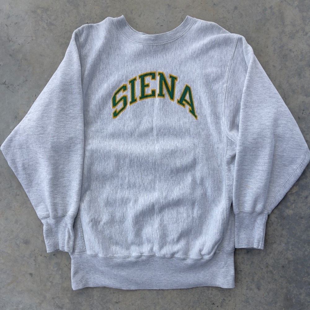 Vintage Champion Mens Reverse Weave 90s Siena College NY Sweatshirt XL‎ Grey
